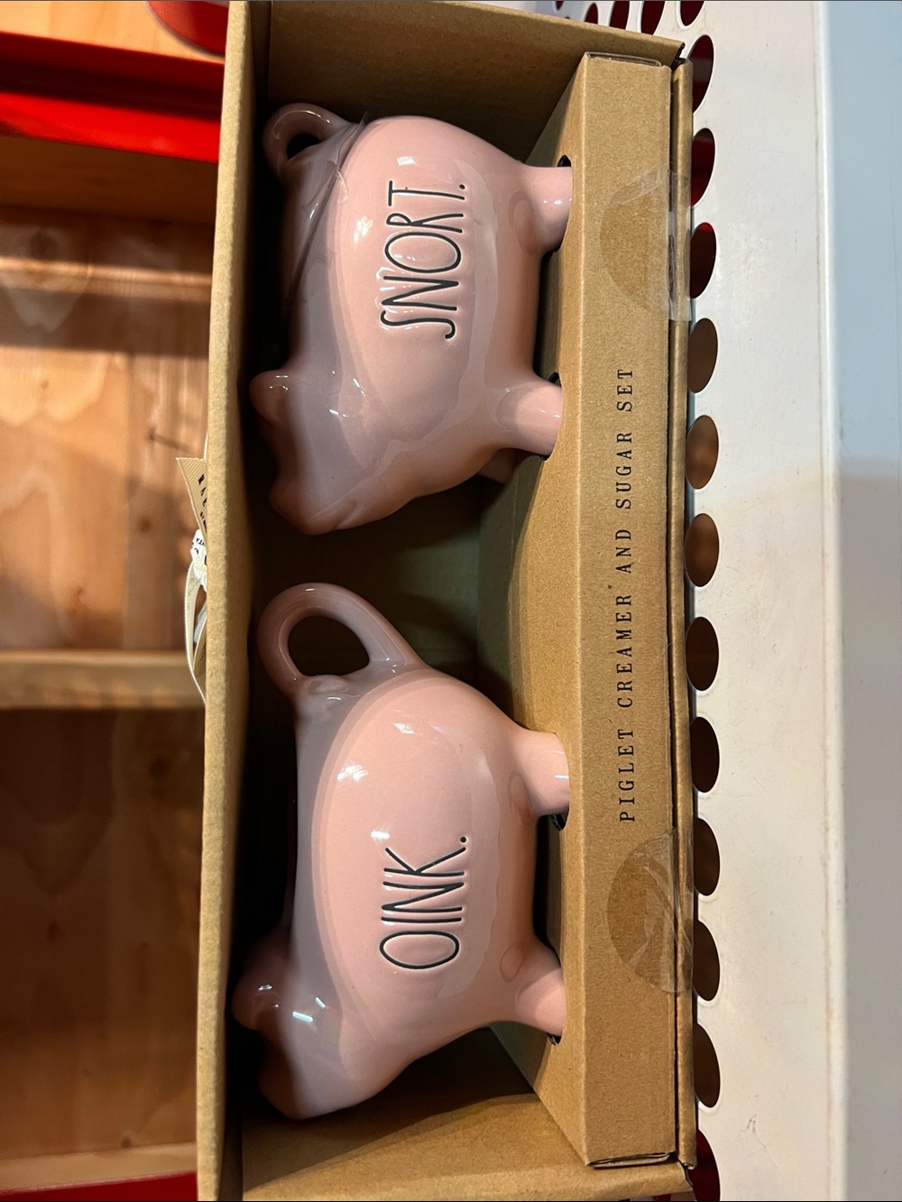 Rae Dunn Pink Piglet Creamer and Sugar Set - 'SNORT' & 'OINK'